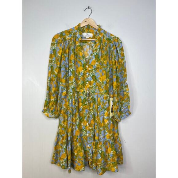 NWT Birds of Paradis Yulia Long Sleeve Fit & Flare Shirtdress in Golden Briar - Picture 2 of 8